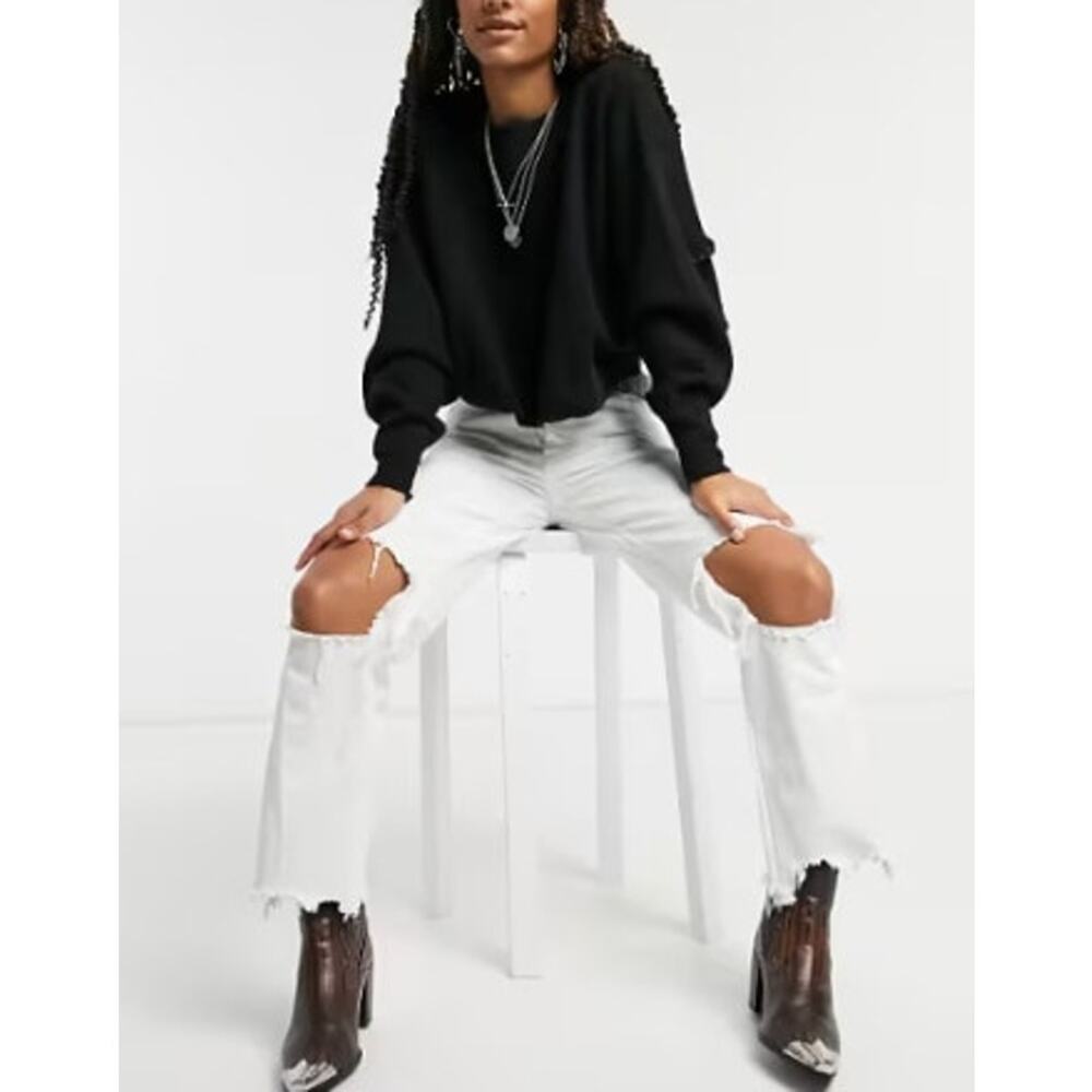 FP Maggie Mid-Rise Straight Jeans in White